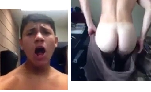 Straight teen boy shows off his big ass to his straight friend