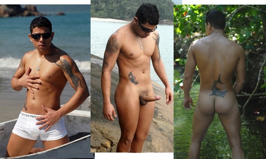 Hot Muscular Boy Naked on the beach shows Big Cock and Hot Ass, Handjob – Gay Porn