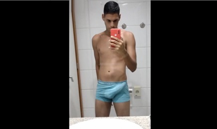 Amateur twink with huge cock in his underwear