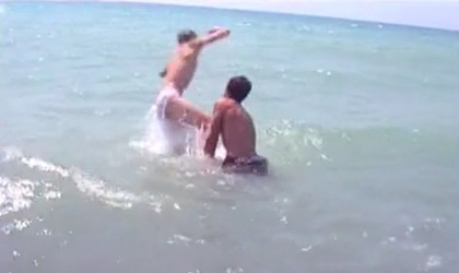 Naked Boys Jerks-off on the Beach