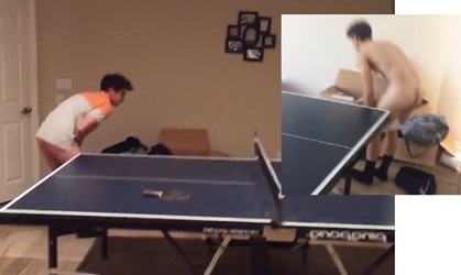 Straight boys challenge each other in ping pong